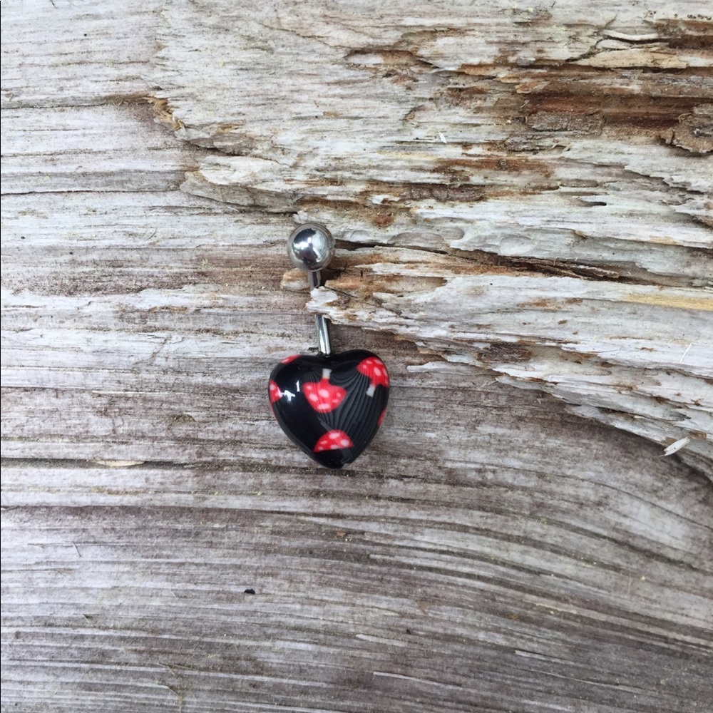 Mushroom Heart Belly Button Navel Ring